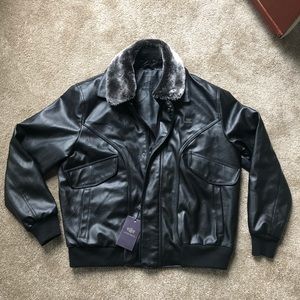 Emporia & Co leather faux fur bomber jacket